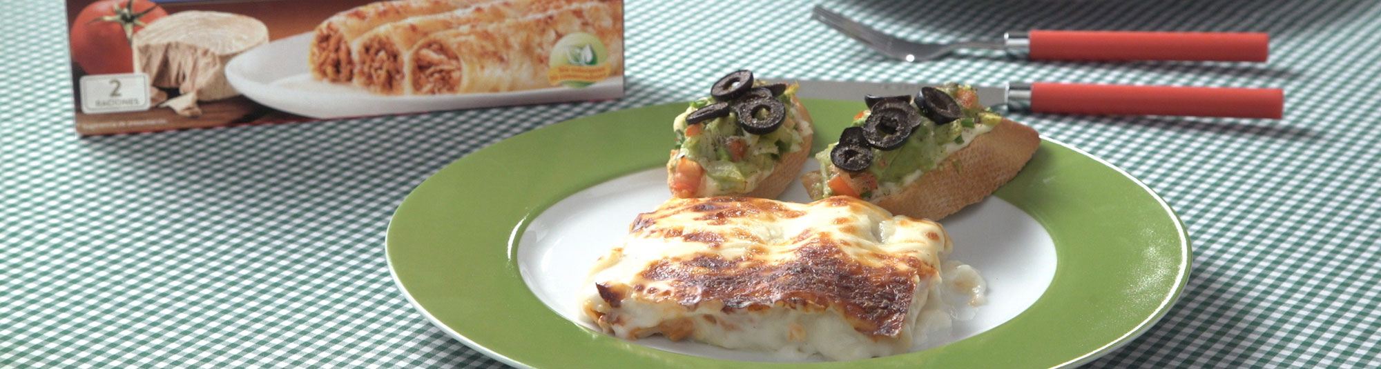 Canelones de atún con bruschetta italiana